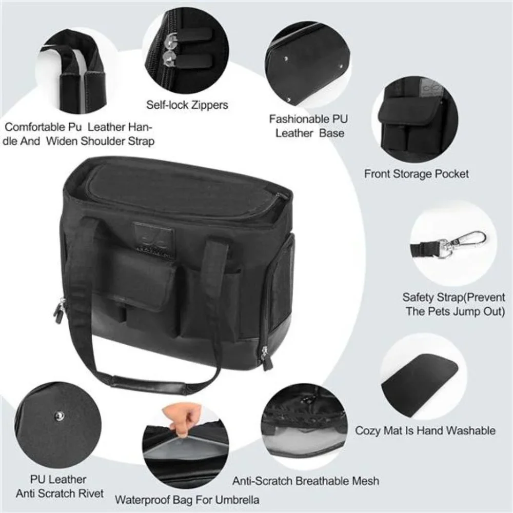 Cat Carrier, Dog Carrier, Pet Carrier, Foldable Waterproof Premium PU Leather